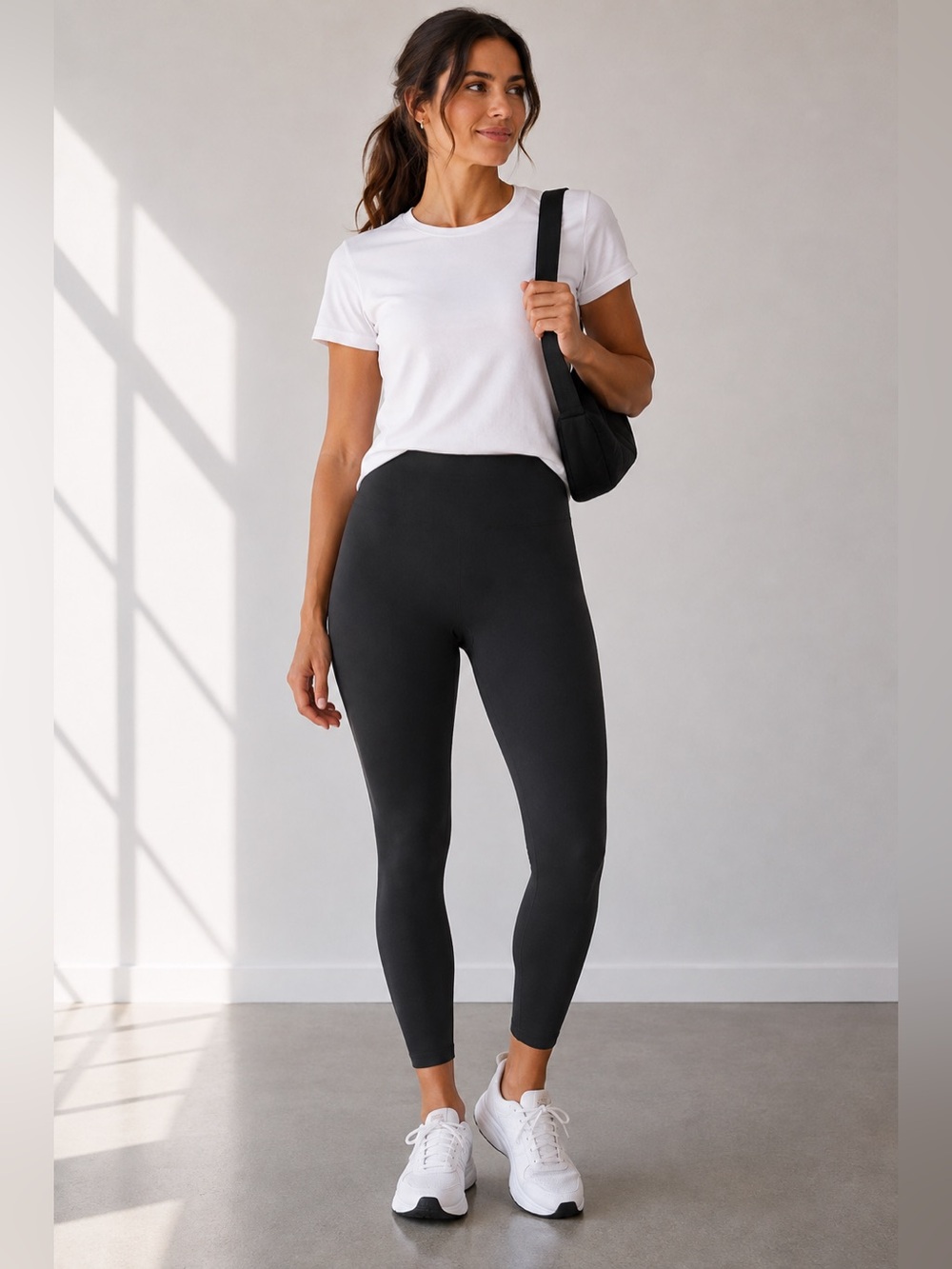 SPANX Essential Black High Waisted Leggings XL Smoothing Athleisure Lounge